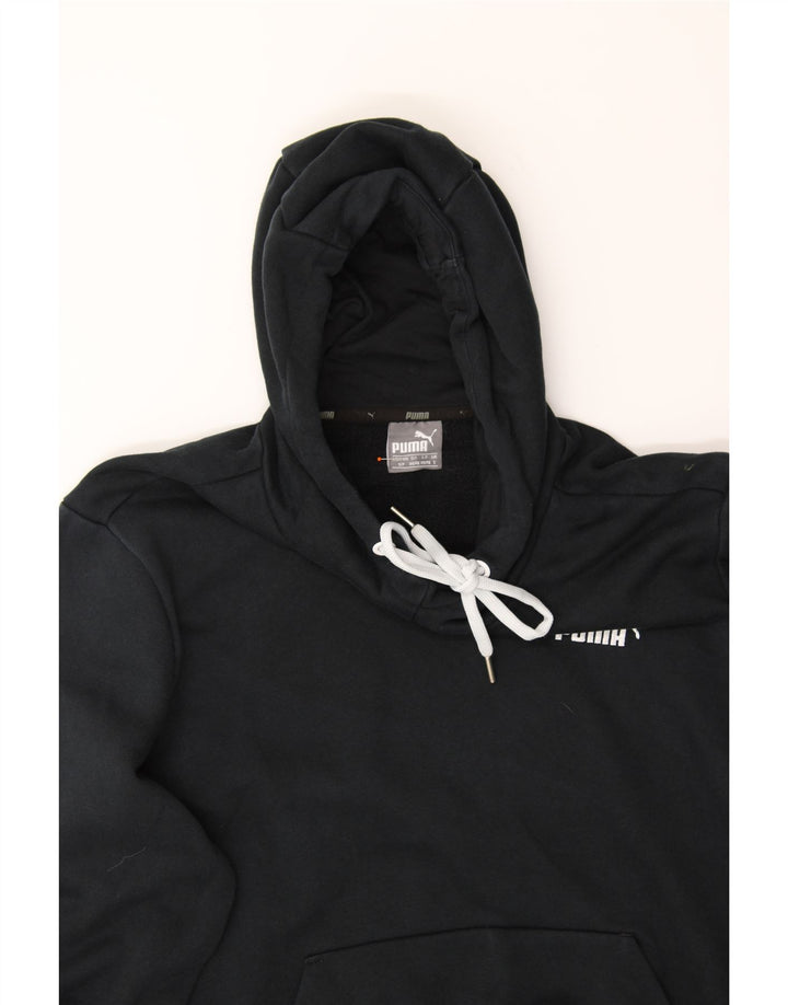 PUMA Mens Graphic Hoodie Jumper Small Black Cotton Vintage Puma and Second-Hand Puma from Messina Hembry 