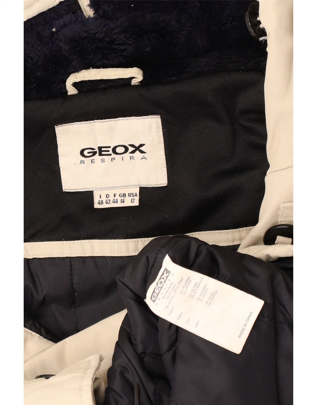 Geox Womens Respira Hooded Oversized Parka Jacket UK 14 Large Beige