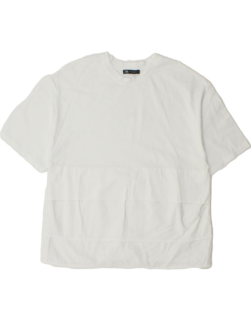 ZARA Womens T-Shirt Top UK 10 Small White Cotton Vintage Zara and Second-Hand Zara from Messina Hembry 
