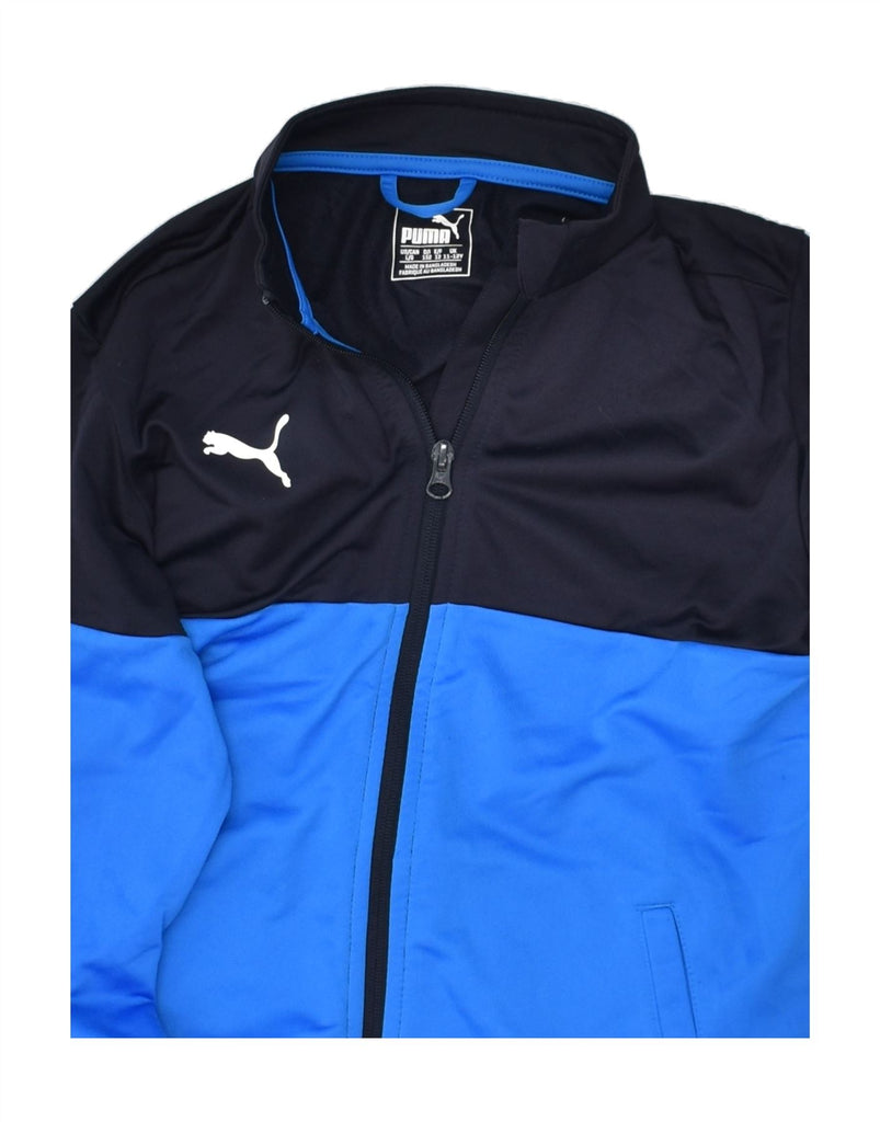 PUMA Boys Tracksuit Top Jacket 11-12 Years Blue Colourblock Polyester | Vintage Puma | Thrift | Second-Hand Puma | Used Clothing | Messina Hembry 