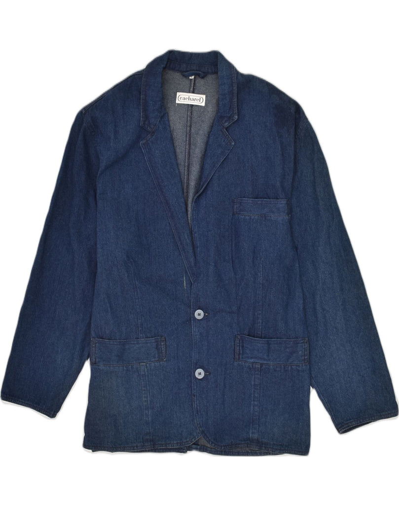 CACHAREL Womens 2 Button Denim Blazer Jacket UK 14 Medium Navy Blue Cotton | Vintage Cacharel | Thrift | Second-Hand Cacharel | Used Clothing | Messina Hembry 