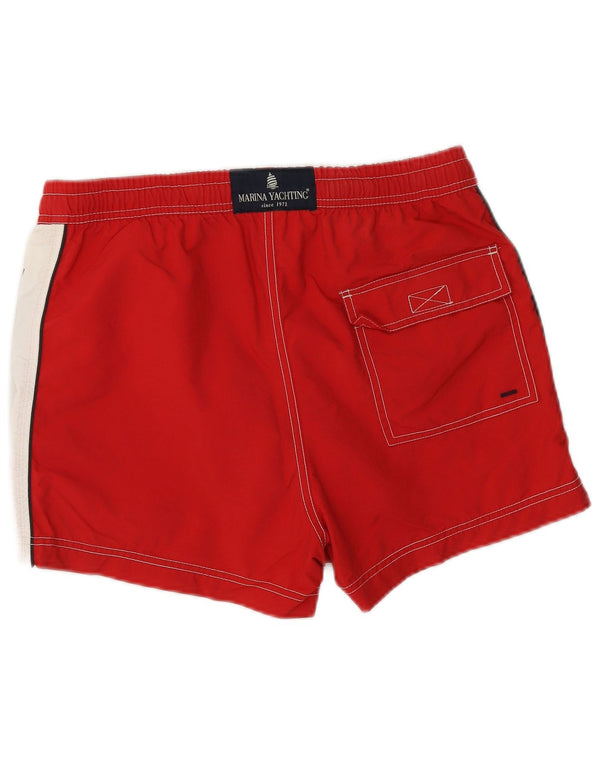 Marina Yachting Mens Graphic Swimming Shorts Small Red Colourblock Nylon