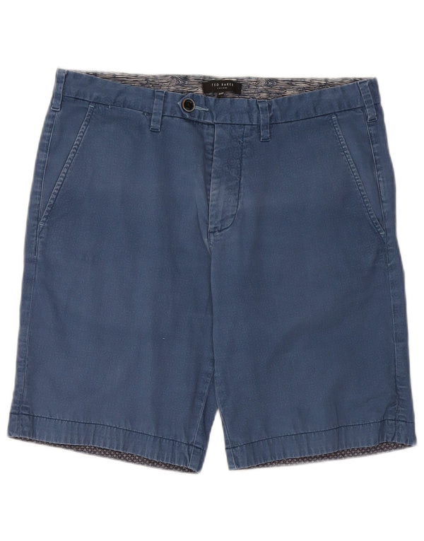 Ted Baker Mens Chino Shorts W32 Medium Blue Geometric Cotton
