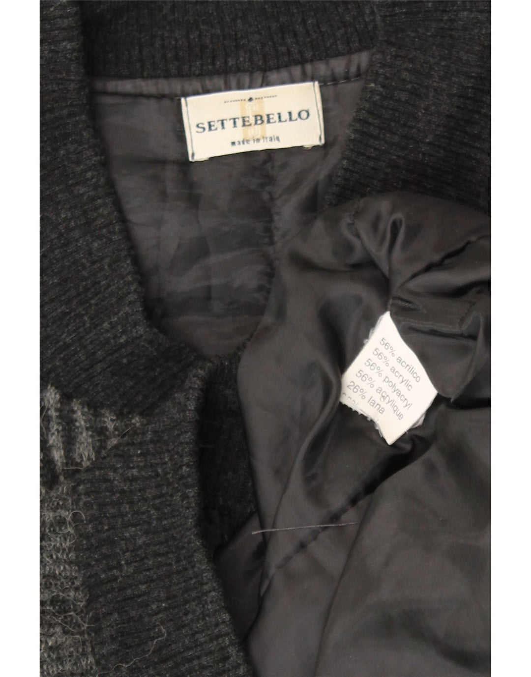 Settebello Mens Cardigan Sweater Medium Grey Geometric Acrylic Retro