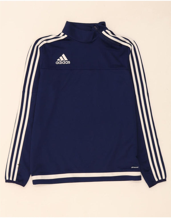 Adidas Boys Climacool Zip Neck Pullover Tracksuit Top 13-14 Years Navy Blue