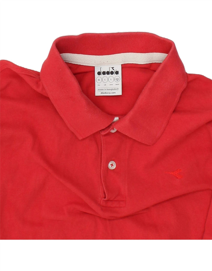 DIADORA Mens Polo Shirt Large Red Cotton Vintage Diadora and Second-Hand Diadora from Messina Hembry 