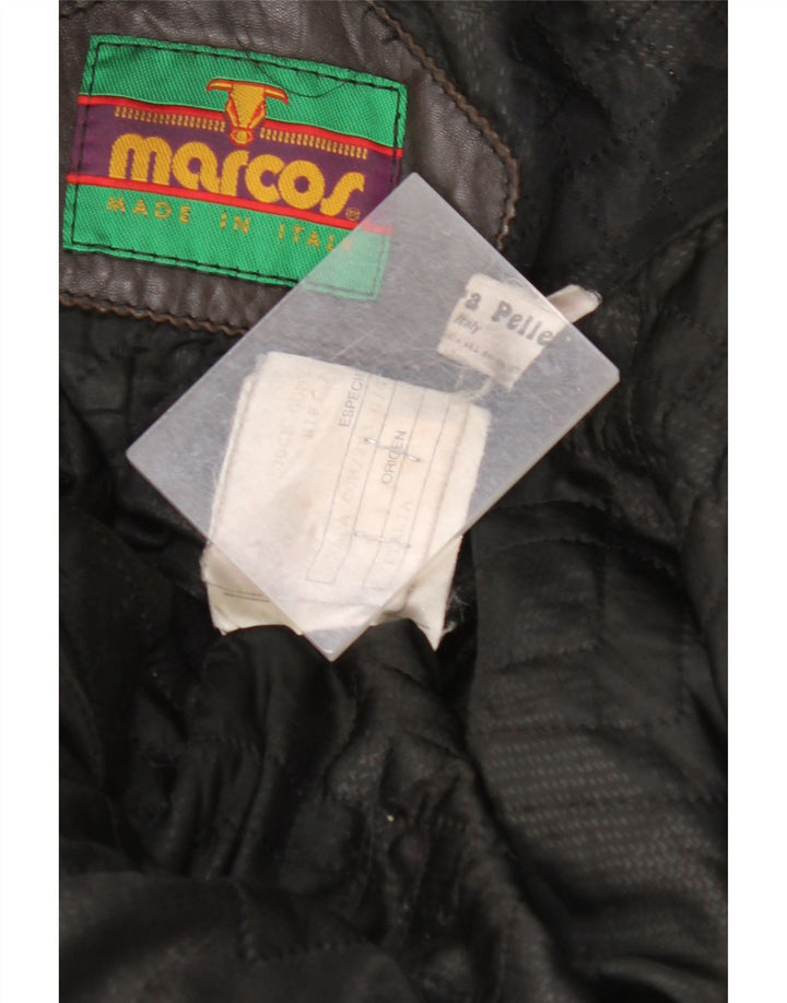 MARCOS Mens Leather Coat IT 50 Large Brown Leather