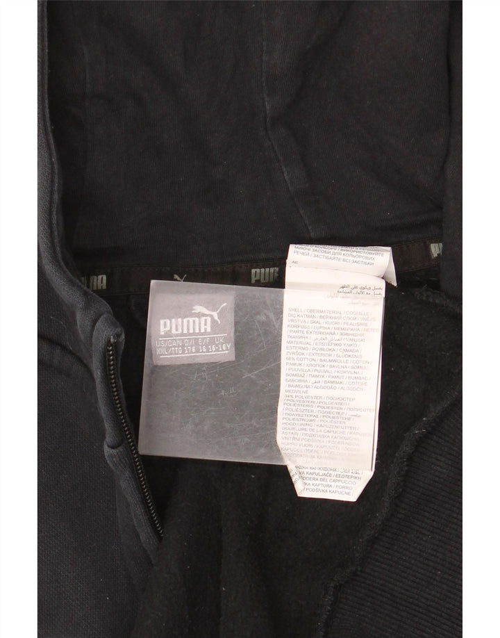 PUMA Boys Graphic Zip Hoodie Sweater 15-16 Years Black Cotton
