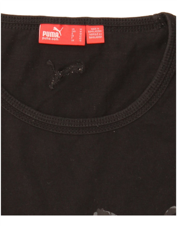 Puma Womens Graphic Top Long Sleeve UK 12 Medium Black