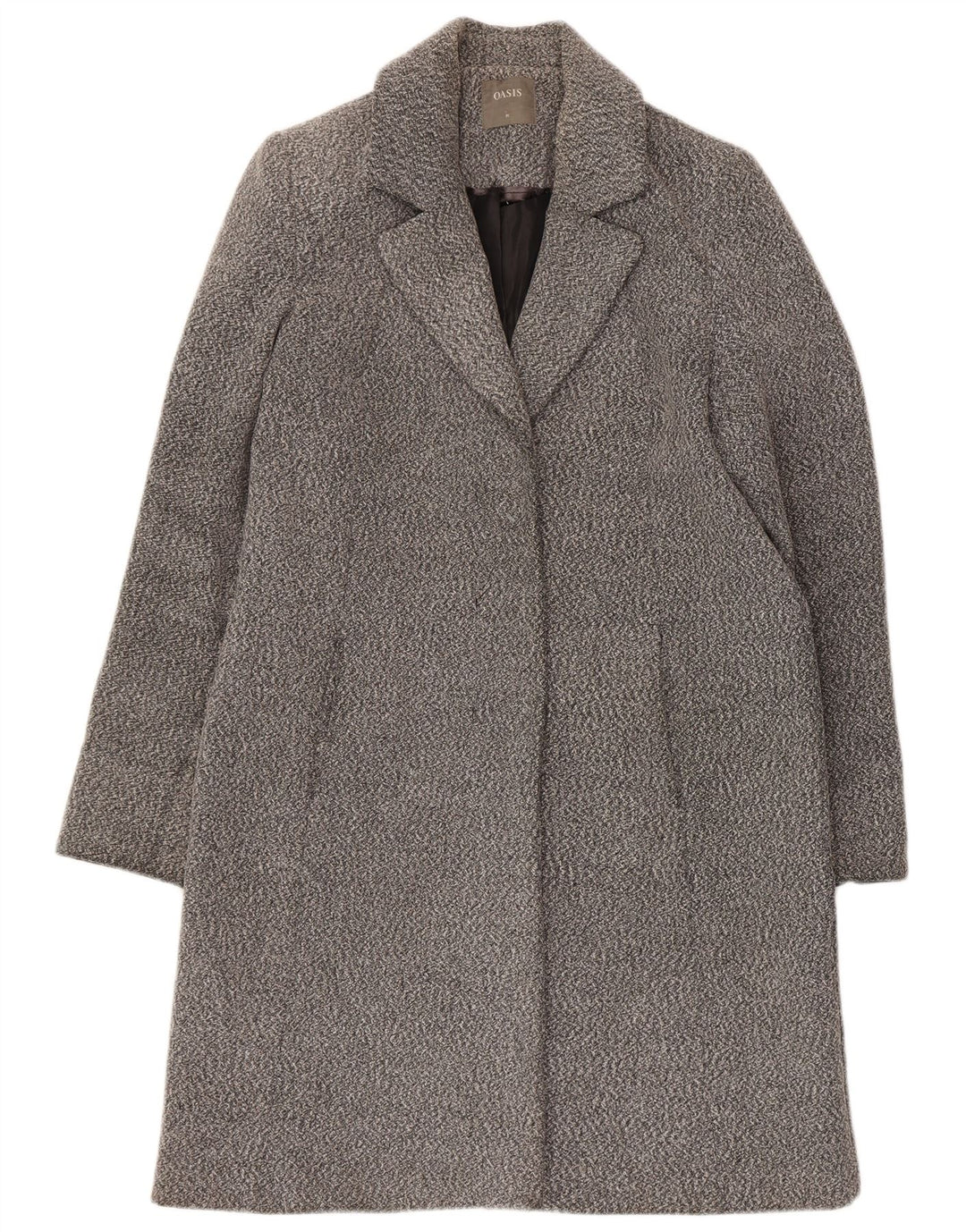Oasis Womens Regular Fit Overcoat UK 14 Medium Grey Flecked Polyester