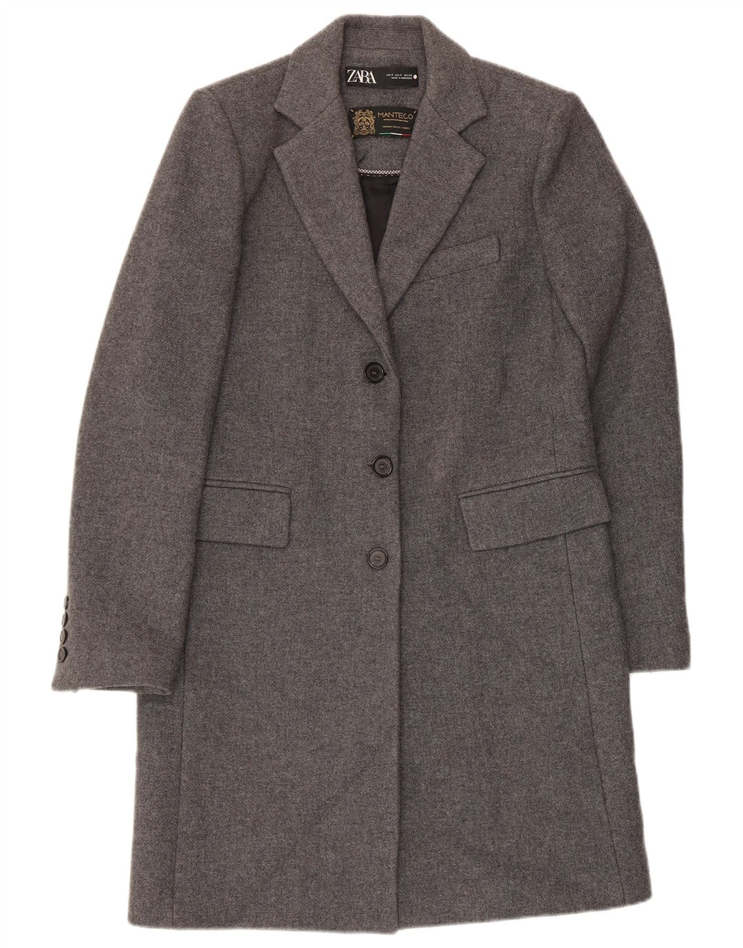 Zara Womens Manteco Overcoat UK 10 Small Grey