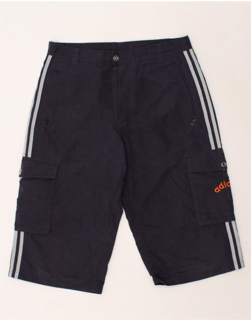 ADIDAS Mens Cargo Shorts Medium W34 Navy Blue Cotton | Vintage Adidas | Thrift | Second-Hand Adidas | Used Clothing | Messina Hembry 