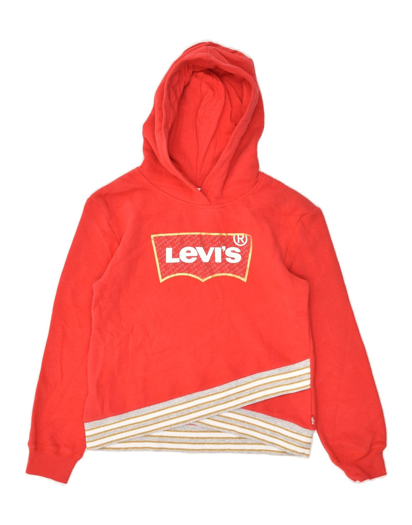 LEVI'S Girls Graphic Hoodie Jumper 9-10 Years Red Cotton | Vintage Levi's | Thrift | Second-Hand Levi's | Used Clothing | Messina Hembry 