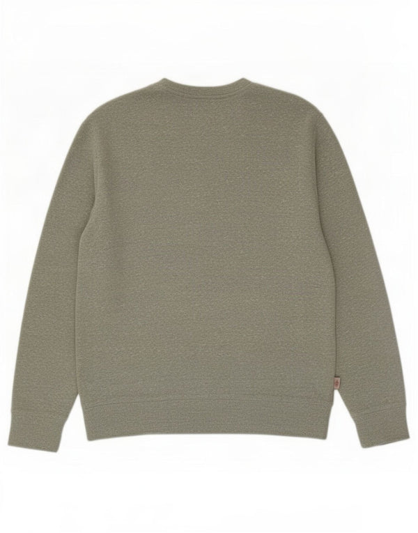 Jack & Jones Mens Graphic Sweatshirt Jumper Large Khaki Flecked Cotton