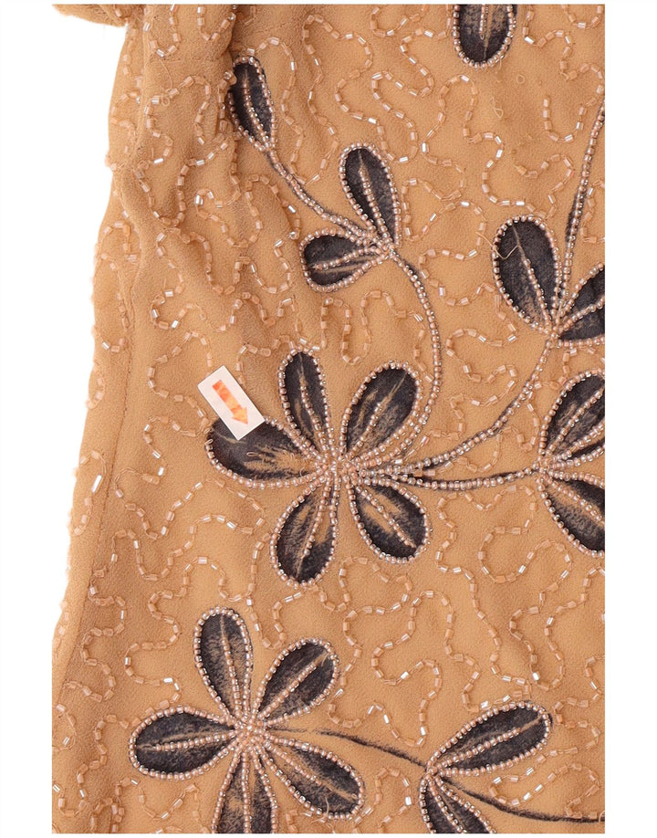 Jacques Vert Womens Blouse Top UK 12 Medium Beige Floral Polyester