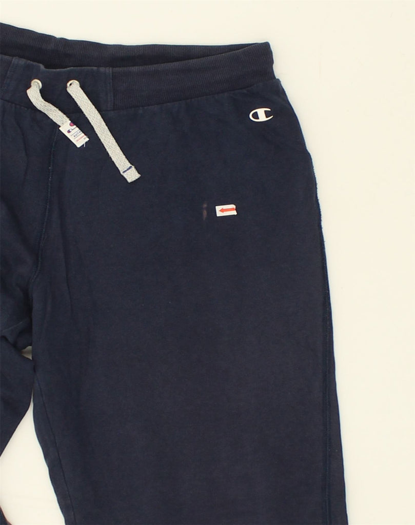 CHAMPION Womens Tracksuit Trousers Joggers UK 14 Large Navy Blue Cotton | Vintage Champion | Thrift | Second-Hand Champion | Used Clothing | Messina Hembry 