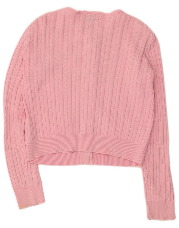 Ralph Lauren Girls Crop Cardigan Sweater 12-13 Years Large Pink Cotton