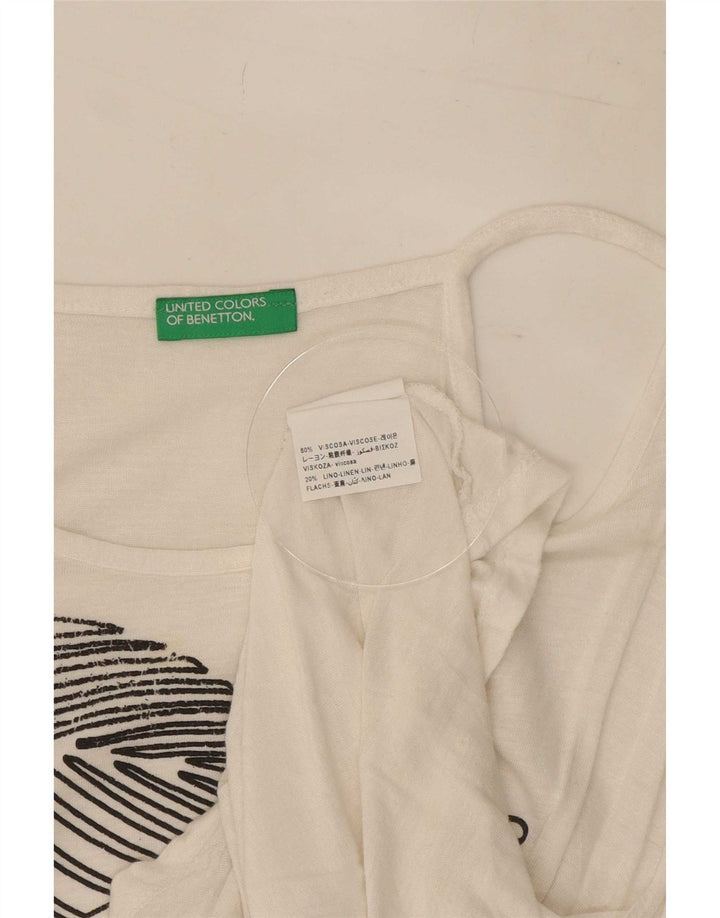Benetton Womens Graphic Cami Top UK 14 Medium White Viscose