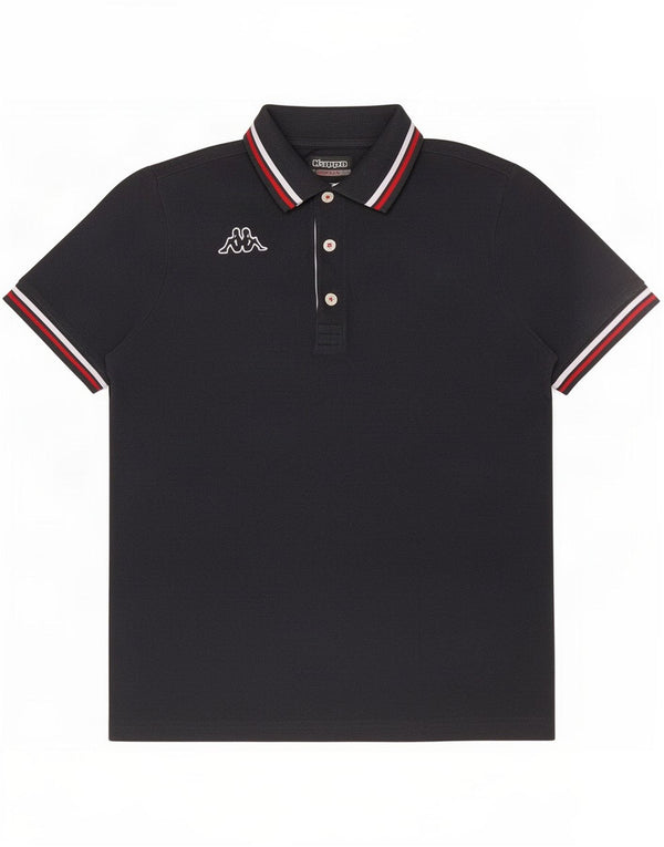 Kappa Mens Polo Shirt Small Grey Striped Cotton