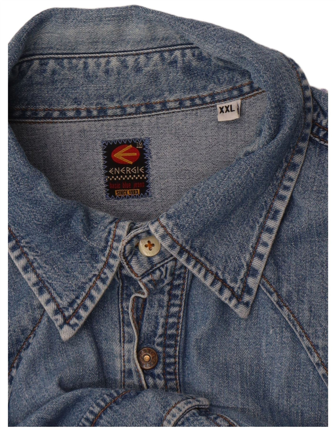 Energie Mens Denim Shirt 2XL Blue Cotton