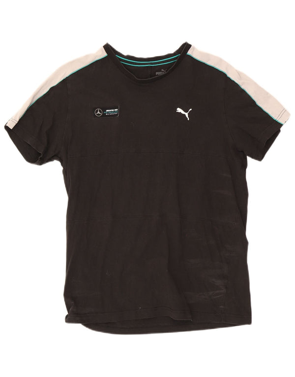 Puma Mens Mercedes AMG Petronas T-Shirt Top Large Black Colourblock Cotton