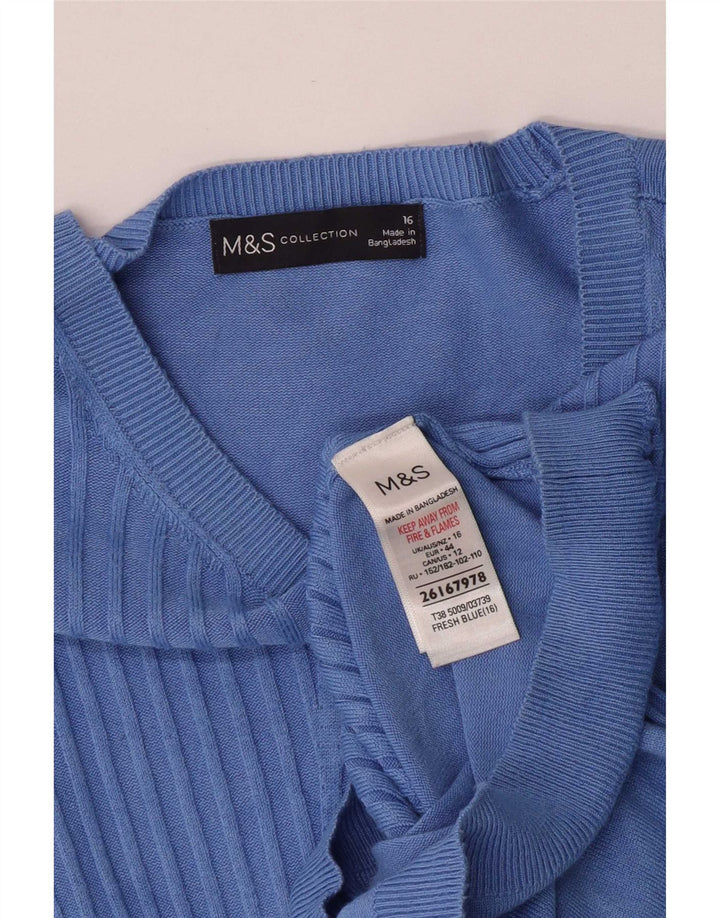 Marks & Spencer Womens Boat Neck Jumper Sweater UK 16 Large Blue