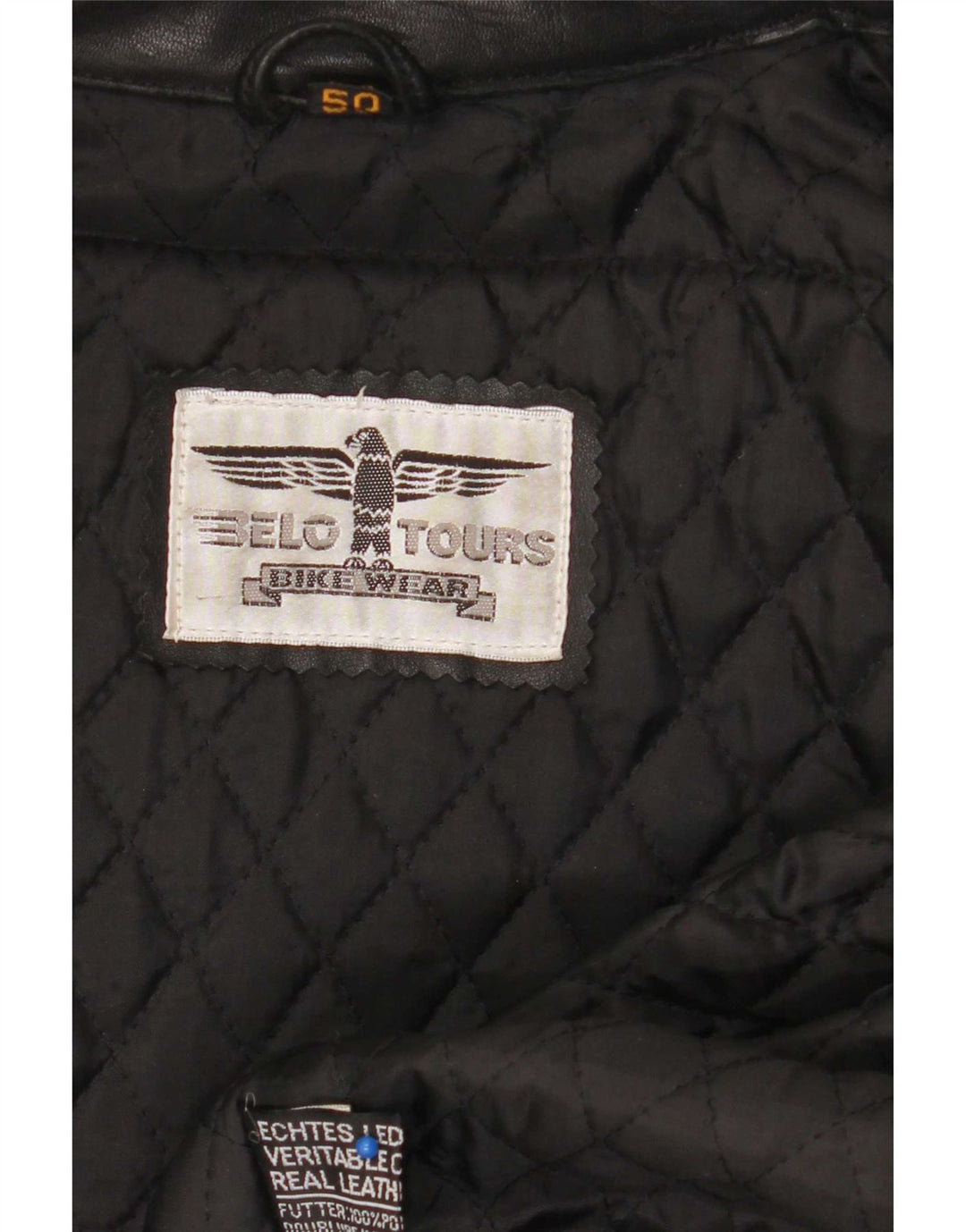 Belo Tours Mens Leather Racer Jacket EU 50 Large Black