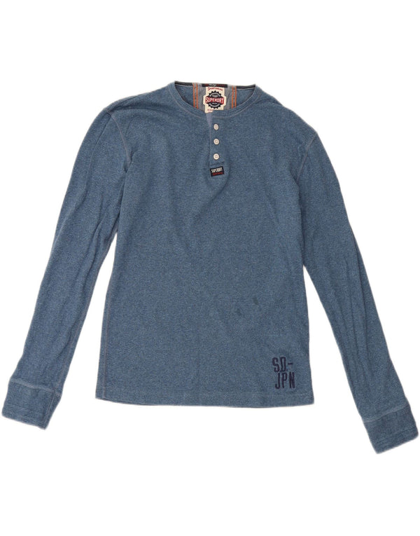 Superdry Mens Top Long Sleeve Medium Blue Cotton
