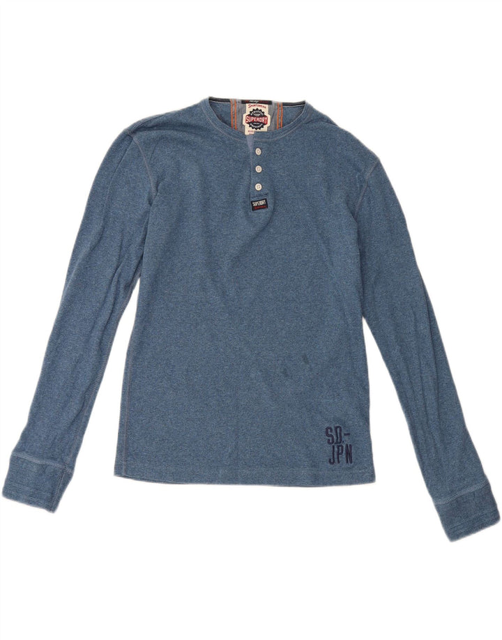 Superdry Mens Top Long Sleeve Medium Blue Cotton