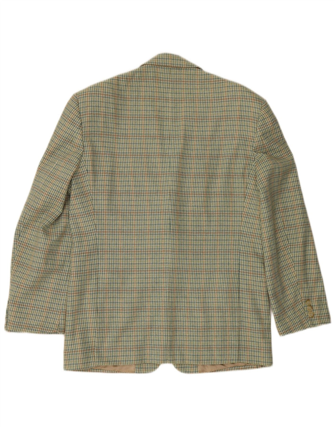 Lebole Mens 2 Button Blazer Jacket IT 50 Large Green Houndstooth Wool