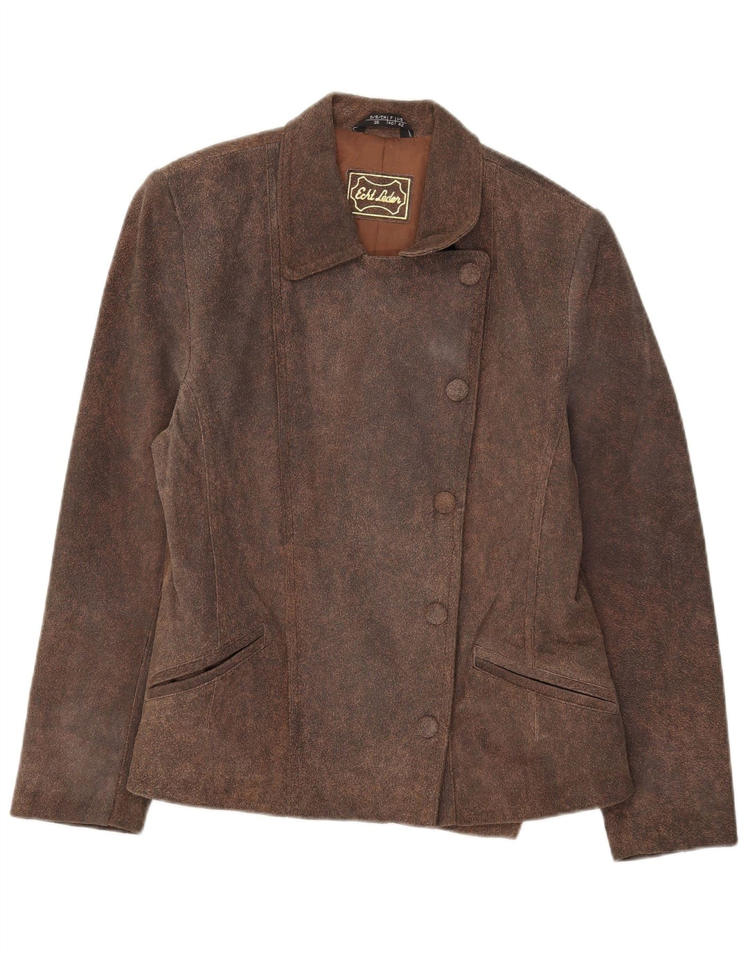 Vintage Womens 5 Button Suede Blazer Jacket IT 42 Medium Brown