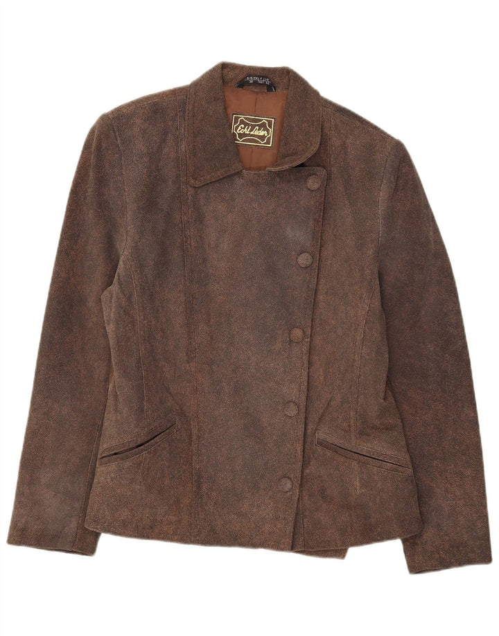 Vintage Womens 5 Button Suede Blazer Jacket IT 42 Medium Brown