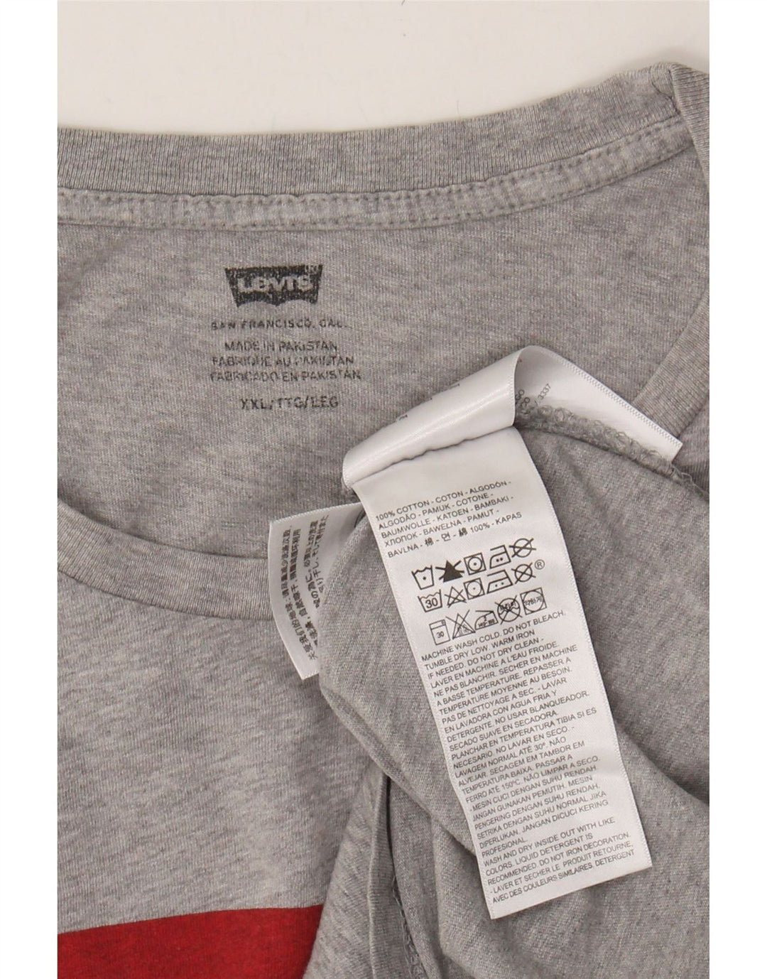 LEVI'S Mens Graphic T-Shirt Top 2XL Grey Cotton Vintage Levi's and Second-Hand Levi's from Messina Hembry 