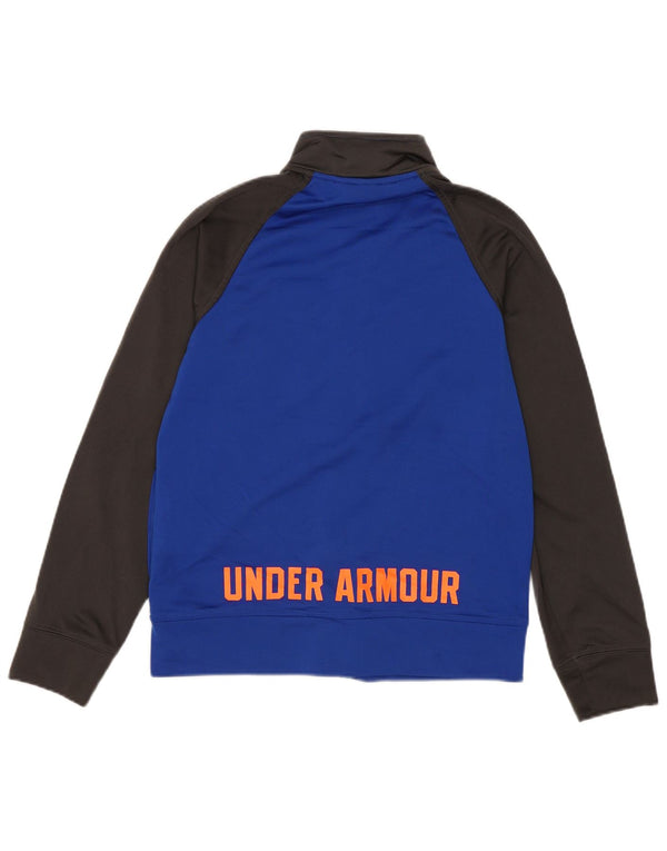 Under Armour Boys Tracksuit Top Jacket 7-8 Years Small Blue Colourblock