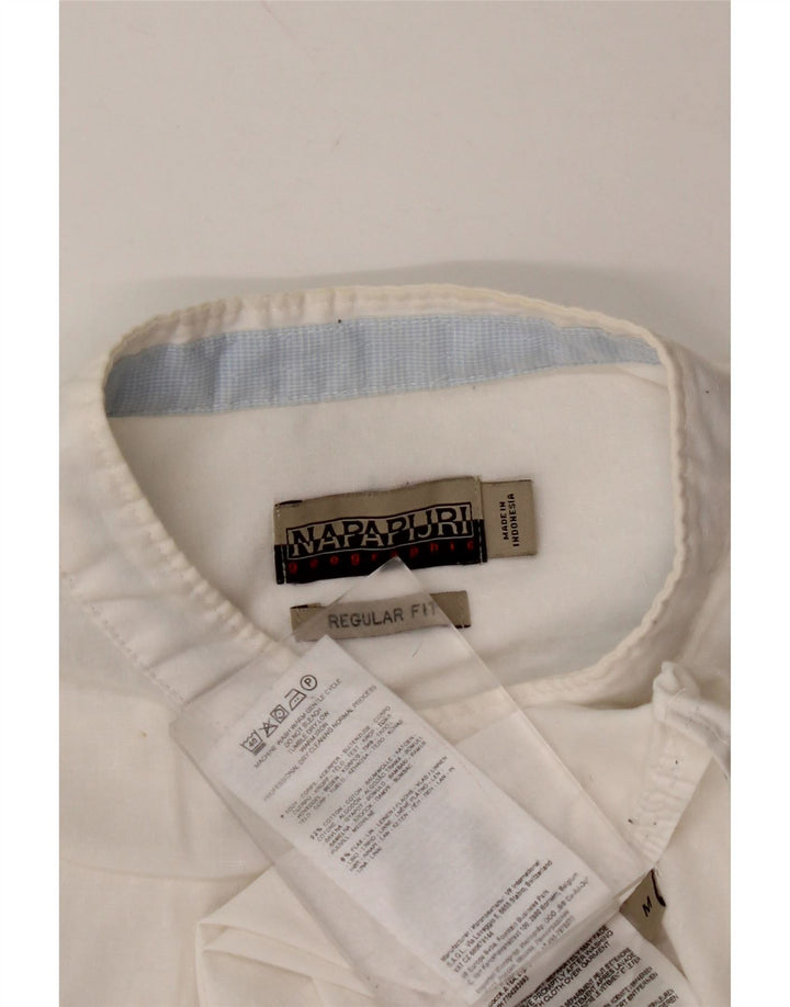 NAPAPIJRI Mens Geographic Regular Fit Shirt Medium White Cotton
