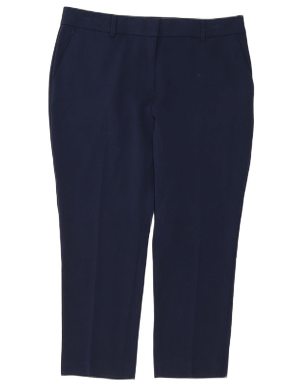 Marks & Spencer Womens High Waist Cropped Trousers UK 12 Medium W26 L24 Nav