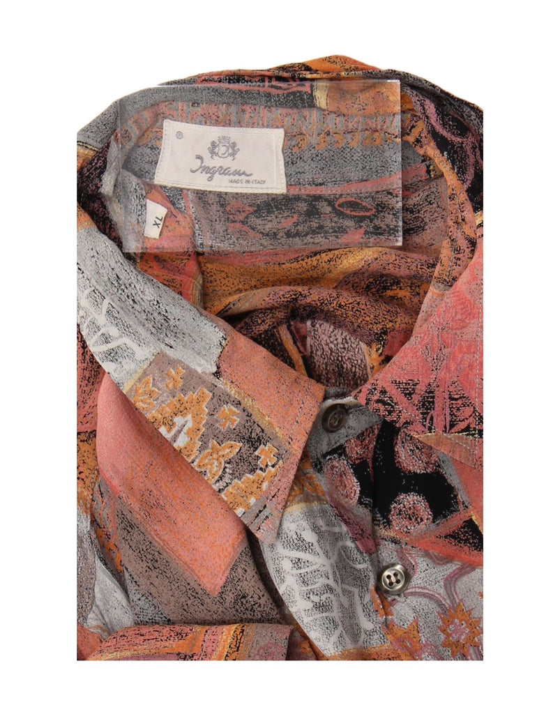 INGRAM Mens Abstract Pattern Short Sleeve Shirt XL Multicoloured Patchwork Vintage Ingram and Second-Hand Ingram from Messina Hembry 