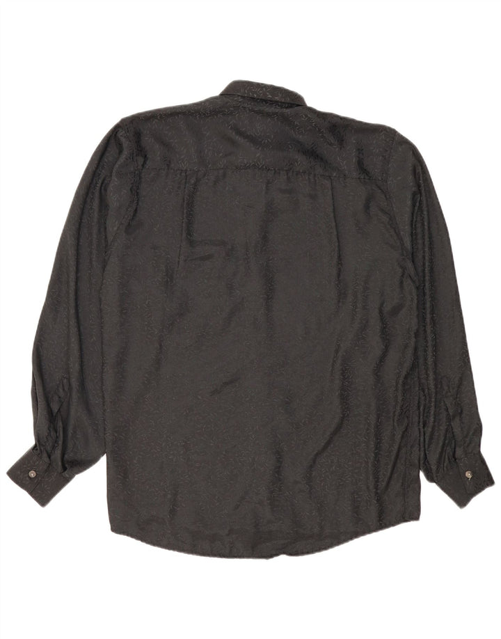 Vintage Mens Shirt Small Black Floral Viscose