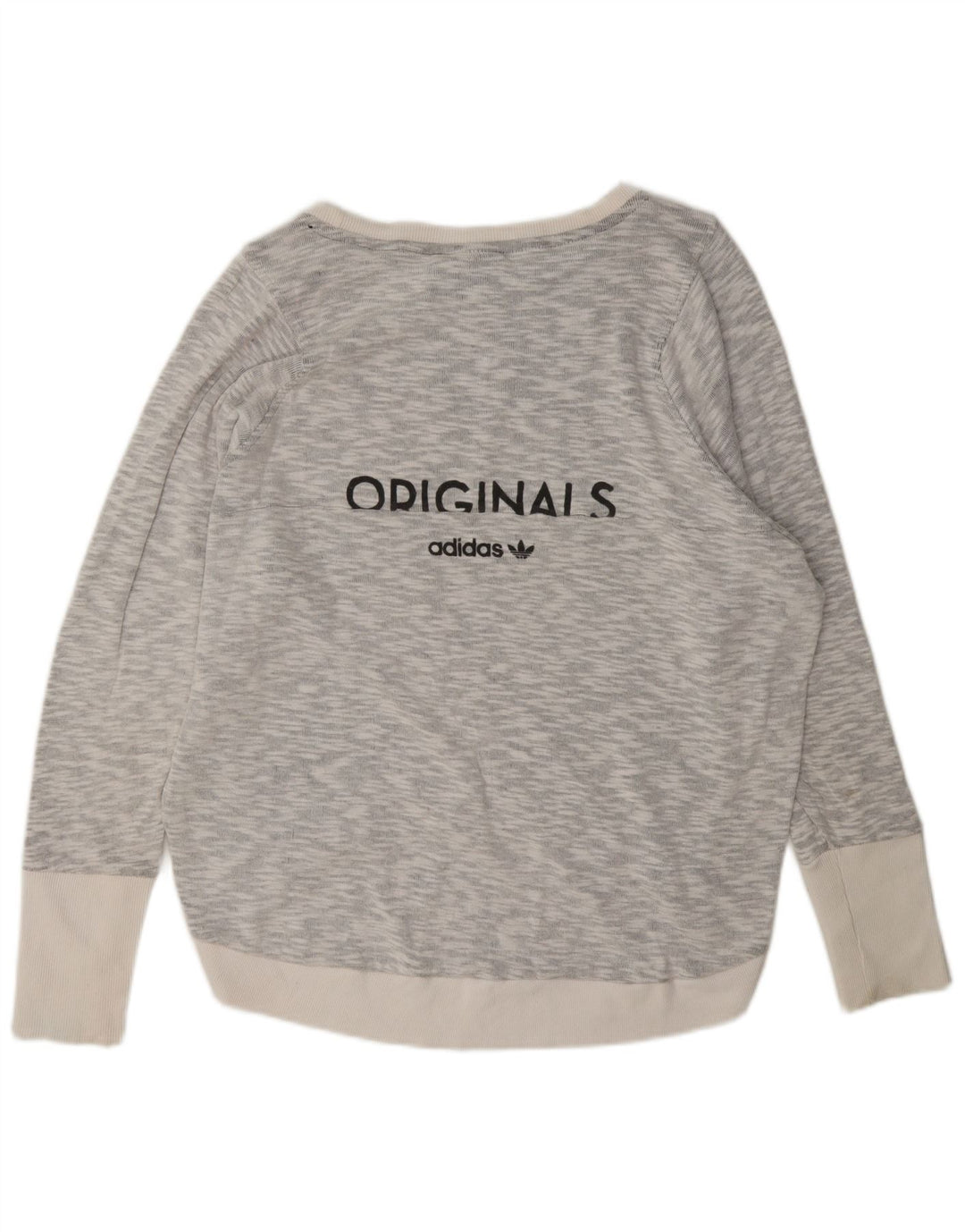 Adidas Womens Graphic Oversized Sweatshirt Jumper UK 14 Large Grey Flecked