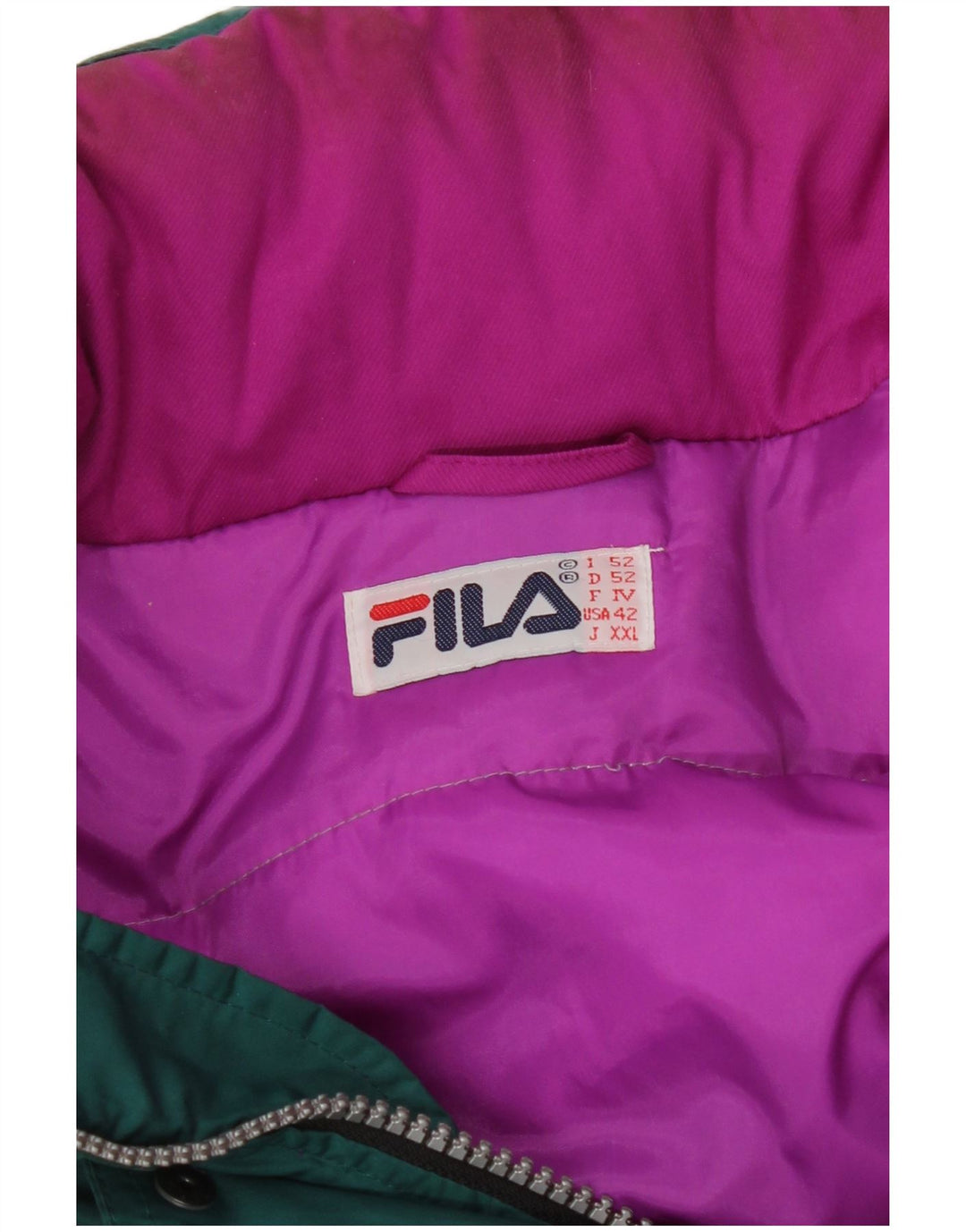 Fila Mens Graphic Hooded Ski Jacket IT 52 XL Green Colourblock