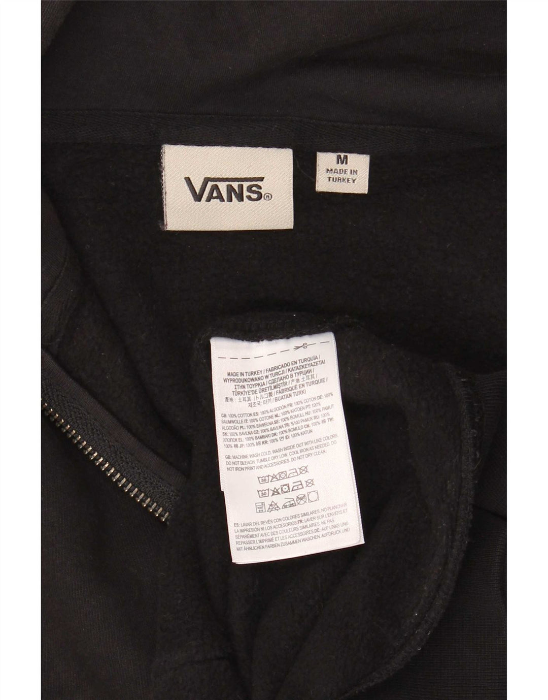 Vans Mens Zip Hoodie Sweater Medium Black Cotton