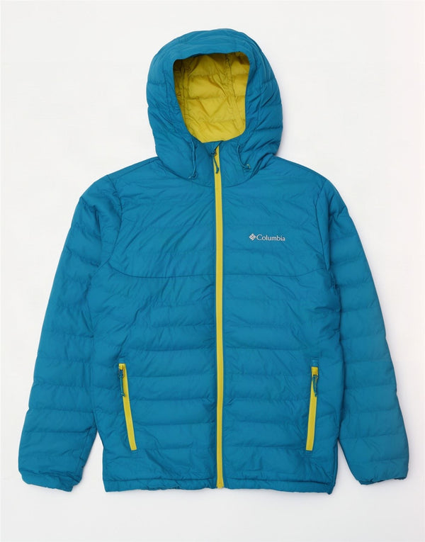 Columbia Mens Hooded Padded Jacket UK 38 Medium Blue Polyester