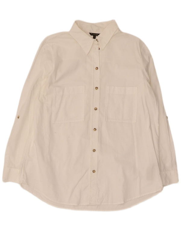 Massimo Dutti Womens Long Sleeve Shirt EU 44 XL White Cotton