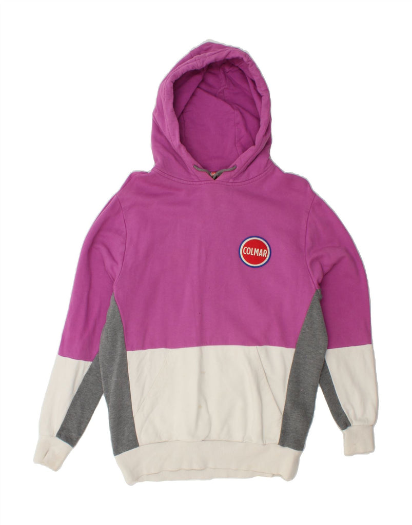 COLMAR Womens Oversized Hoodie Jumper UK 10 Small Pink Colourblock Cotton Vintage Colmar and Second-Hand Colmar from Messina Hembry 