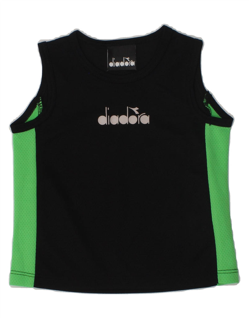 DIADORA Baby Boys Graphic Vest Top 9-12 Months Black Colourblock Polyester | Vintage Diadora | Thrift | Second-Hand Diadora | Used Clothing | Messina Hembry 