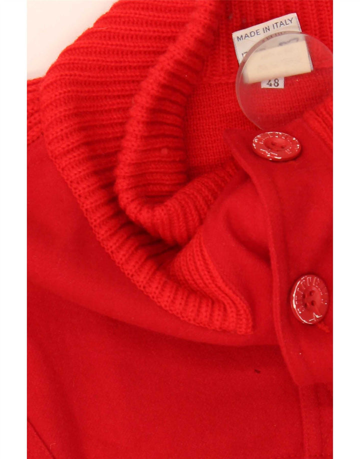 Skipper's Mens Button Neck Jumper Sweater IT 48 Medium Red Wool