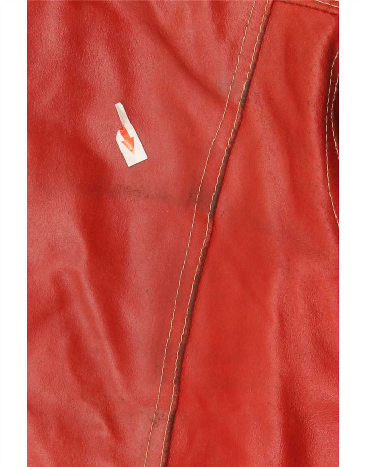 Planet Mens Leather Jacket IT 54 2XL Red