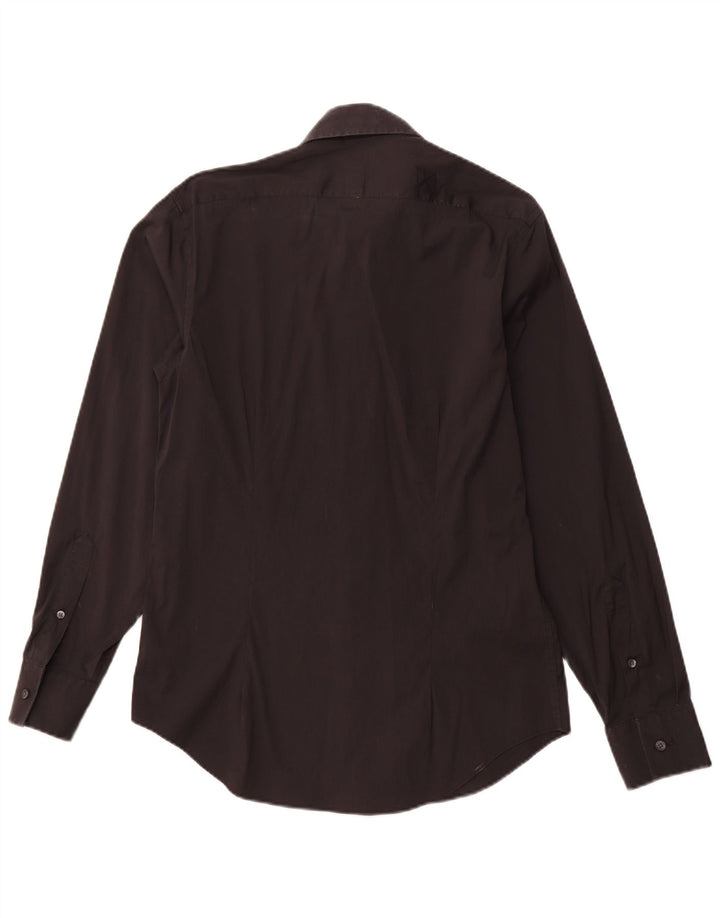 CALVIN KLEIN Mens Slim Fit Shirt Size 39 15 1/2 Medium Black Cotton