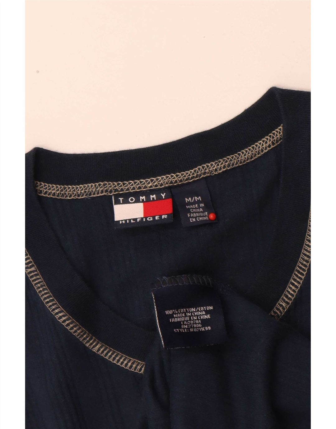 Tommy Hilfiger Mens T-Shirt Top Medium Navy Blue Cotton