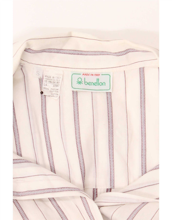 Benetton Womens 3/4 Sleeve Pullover Shirt UK 10 Small White Striped